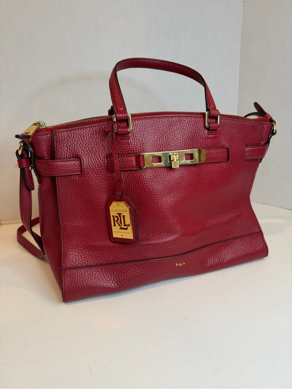 Lauren Ralph Lauren Darwin Tumbled Leather Satchel